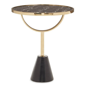 Oria Black Glass and Marble Base Side Table
