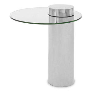 Oria Clear Glass Silver Base Side Table