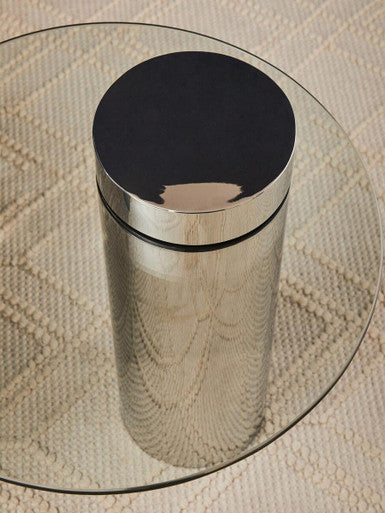 Oria Clear Glass Silver Base Side Table