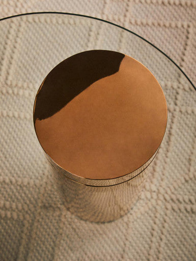 Oria Clear Glass Rose Gold Base Side Table