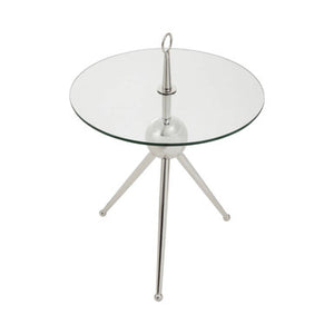 Oria Clear Glass Stainless Steel Silver Frame Side Table