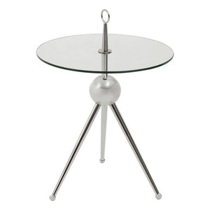 Oria Clear Glass Stainless Steel Silver Frame Side Table