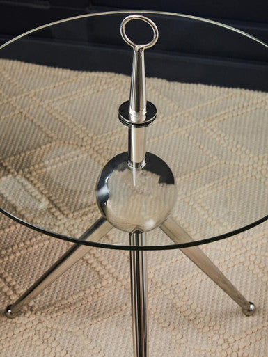 Oria Clear Glass Stainless Steel Silver Frame Side Table