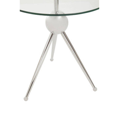 Oria Clear Glass Stainless Steel Silver Frame Side Table