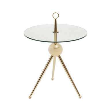 Oria Clear Glass Gold Frame Side Table