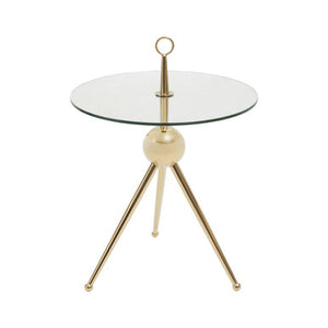 Oria Clear Glass Gold Frame Side Table