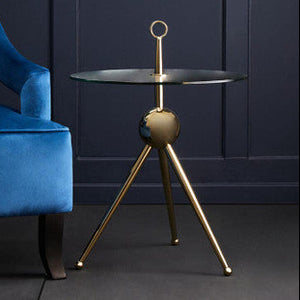 Oria Clear Glass Gold Frame Side Table