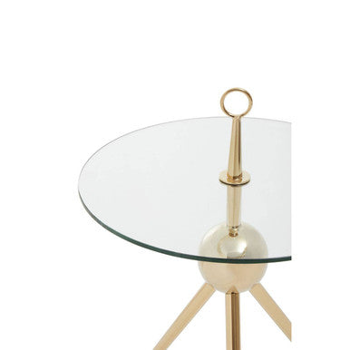 Oria Clear Glass Gold Frame Side Table