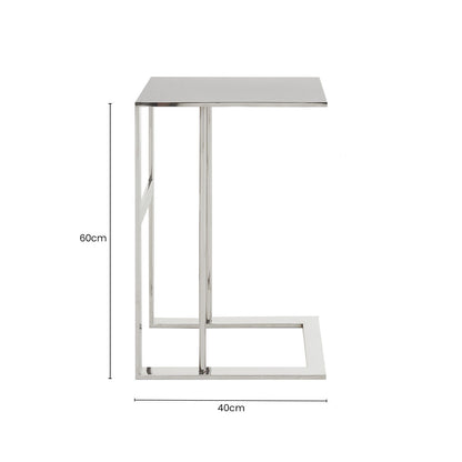 Silver Square Side Table in Stainless Steel, Oria