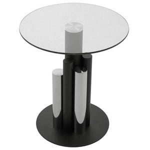 Oria Glass Silver And Black Base Side Table