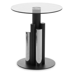 Oria Glass Silver And Black Base Side Table