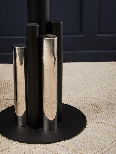 Oria Glass Silver And Black Base Side Table