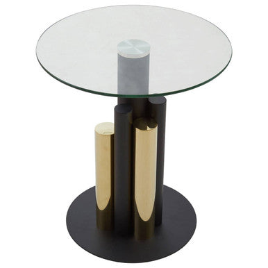 Oria Glass Gold And Black Base Side Table