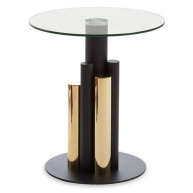 Oria Glass Gold And Black Base Side Table