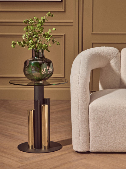 Oria Glass Gold And Black Base Side Table