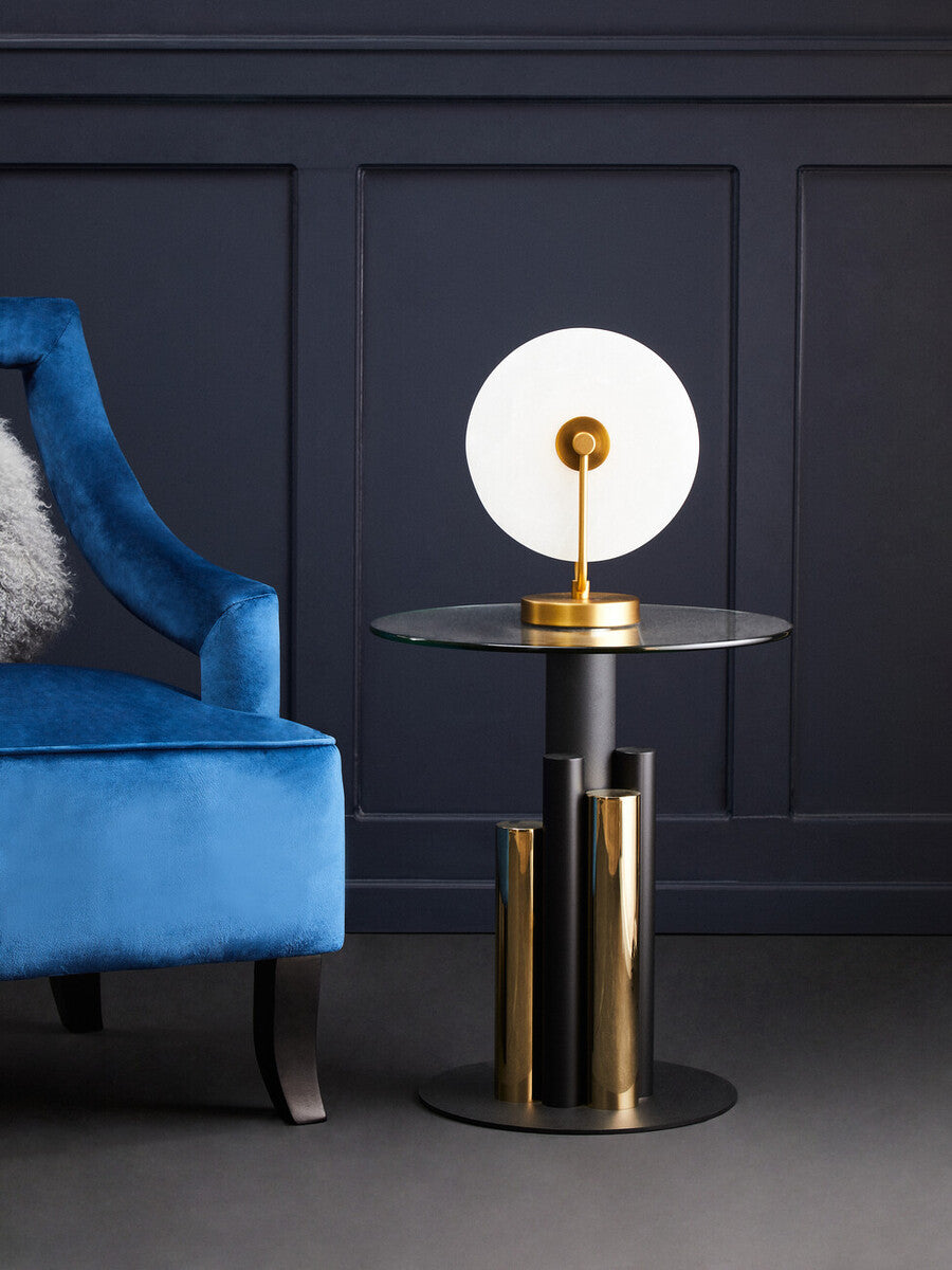 Oria Glass Gold And Black Base Side Table