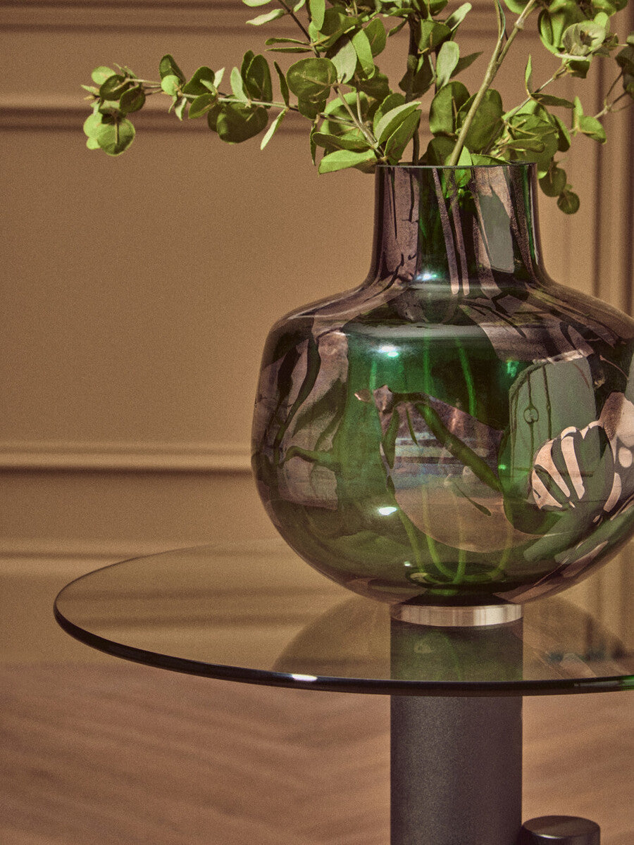 Oria Glass Gold And Black Base Side Table