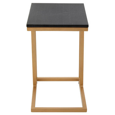 Varana Black Marble Top Side Table With Gold Finish Frame