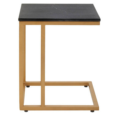 Varana Black Marble Top Side Table With Gold Finish Frame