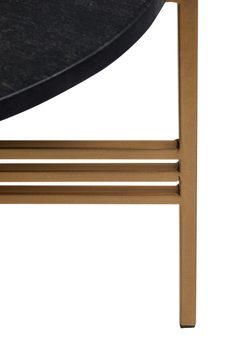 Varana Set of 2 Black Marble Top Round Side Table