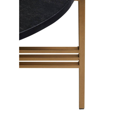 Varana Set of 2 Black Marble Top Round Side Table