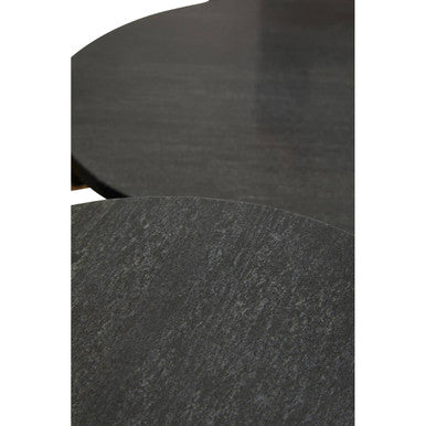 Varana Set of 2 Black Marble Top Round Side Table