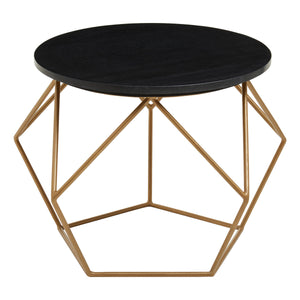 Varana Round Marble Top Coffee Table With Gold Finish Frame