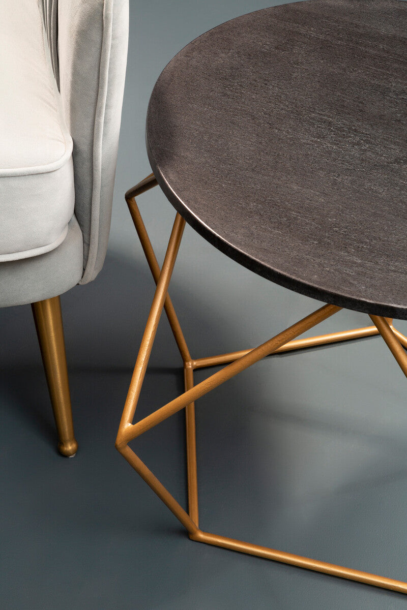 Varana Round Marble Top Coffee Table With Gold Finish Frame