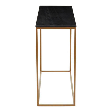 Varana Black Marble Top Console Table With Gold Iron Frame