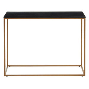 Varana Black Marble Top Console Table With Gold Iron Frame