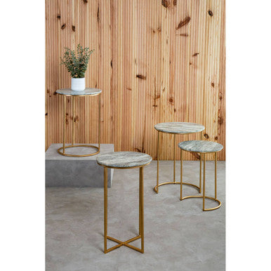 Mandoli Nest Of 2 Natural Marble Side Table