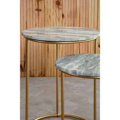 Mandoli Nest Of 2 Natural Marble Side Table