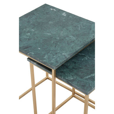 Mandoli Nest Of 2 Green Marble Side Tables