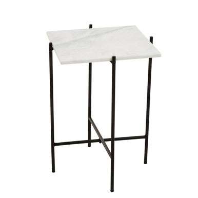Mandoli White Marble Side Table