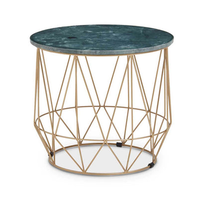 Mandoli Green Side Table With Gold Frame