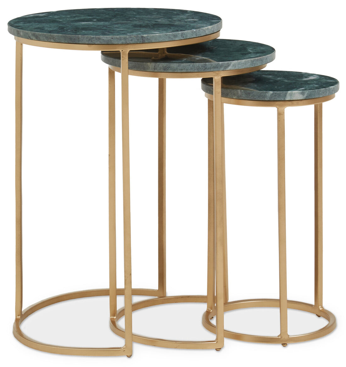 Mandoli Nest Of 3 Green Marble Tables