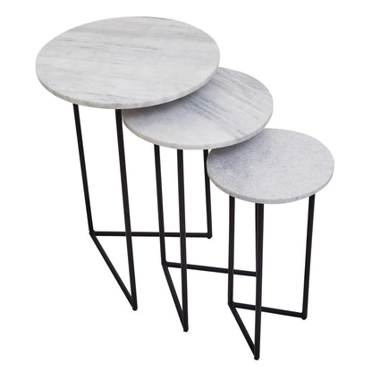 Mandoli Nest Of 3 White Marble Side Tables