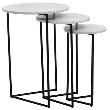 Mandoli Nest Of 3 White Marble Side Tables