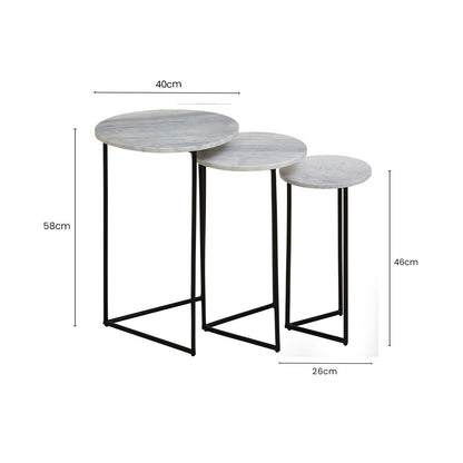 Mandoli Nest Of 3 White Marble Side Tables - Image 12