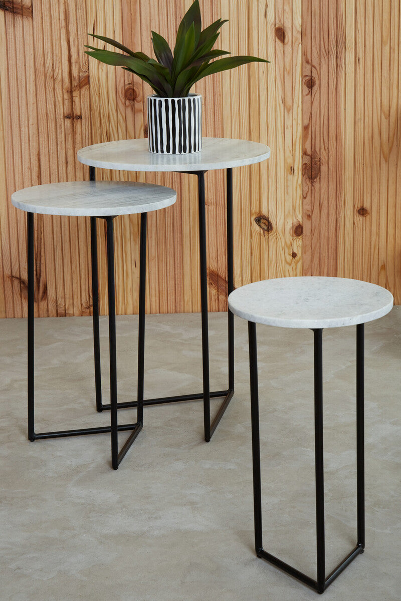 Mandoli Nest Of 3 White Marble Side Tables - Image 3
