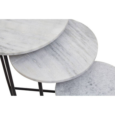 Mandoli Nest Of 3 White Marble Side Tables