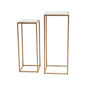 Mandoli Nest Of 2 White Marble Top Square Side Tables