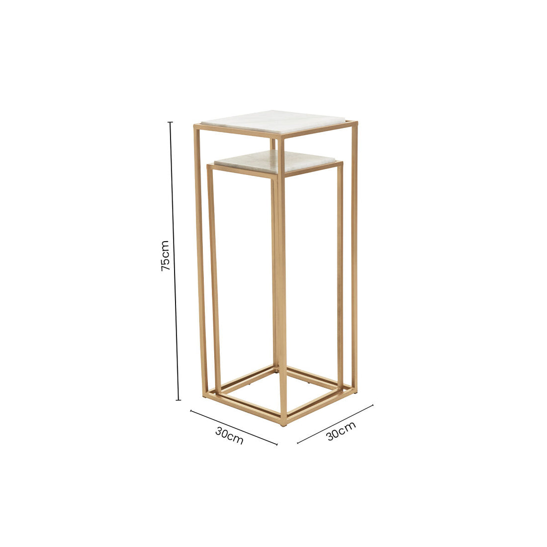 Mandoli Nest Of 2 White Marble Top Square Side Tables