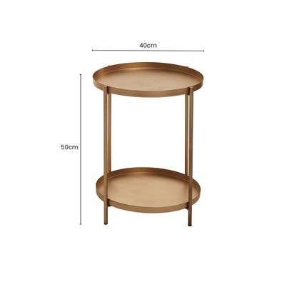 Gold Two Tiers Round Metal Side Table, Mandoli