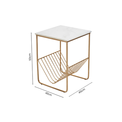 Mandoli White Marble Rack Side Table