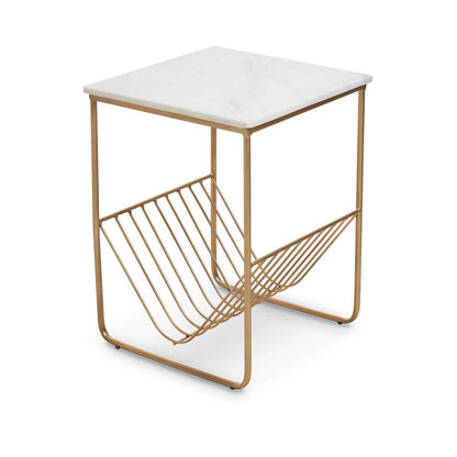 Mandoli White Marble Rack Side Table