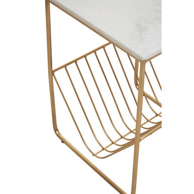 Mandoli White Marble Rack Side Table