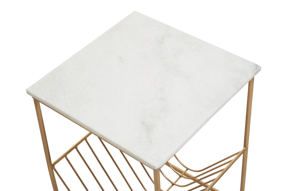 Mandoli White Marble Rack Side Table