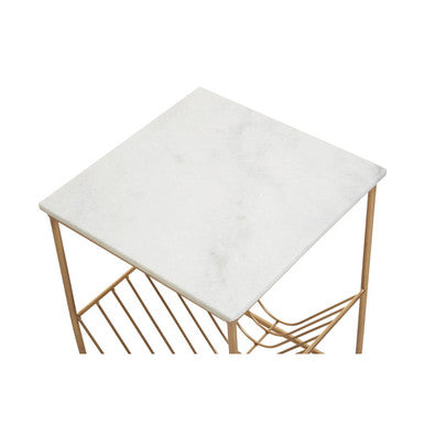 Mandoli White Marble Rack Side Table