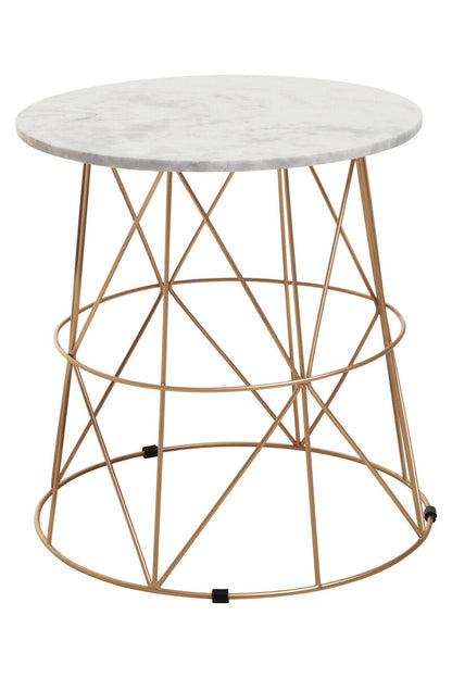 Mandoli White Marble Round Side Table